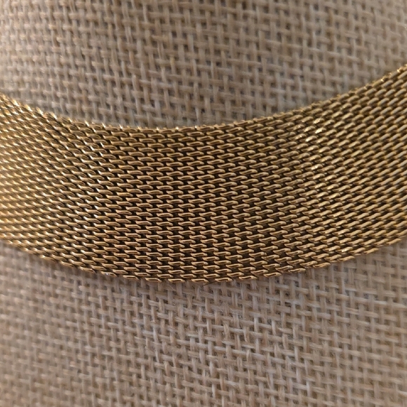 Vintage 70s Gold Mesh Choker Necklace - Women Jewelry - Picture 3 of 4